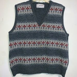Vintage Carmel Sweater Vest XL Made In USA Wool Blend